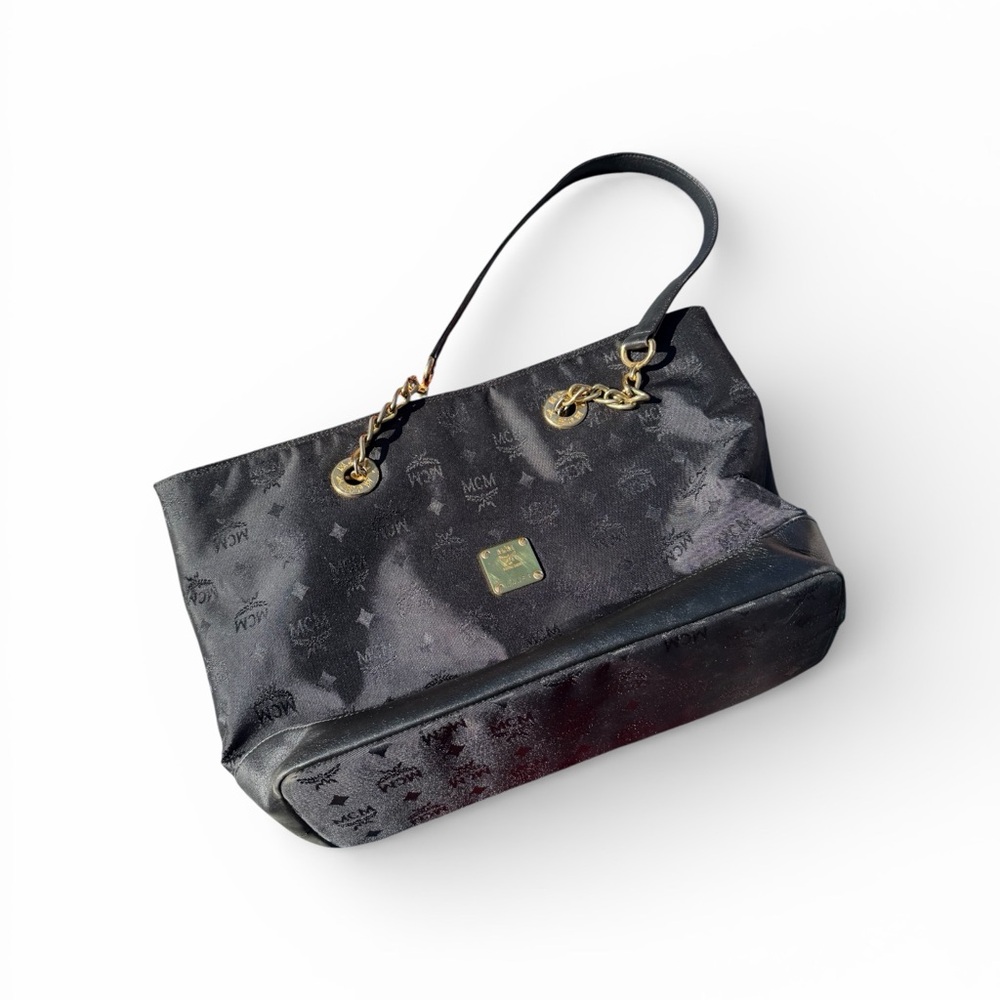 MCM Black Shoulder Bag with Gold Accents